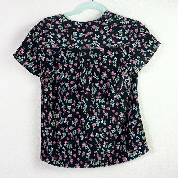 Rag & Bone 100% Silk Shields Short Sleeve Top V-neck Floral Blouse sz XXS / TTP - Picture 3 of 11